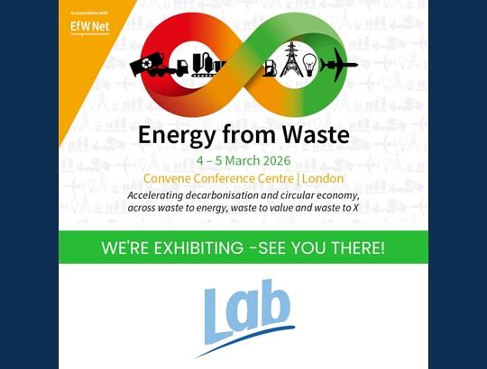 LAB als Aussteller auf der Energy from Waste London 2026 im QEII Conference Centre in London