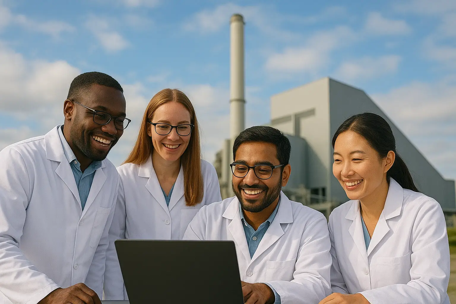 Collaboration scientifique au bord d une usine webp - Attribut alt par défaut.