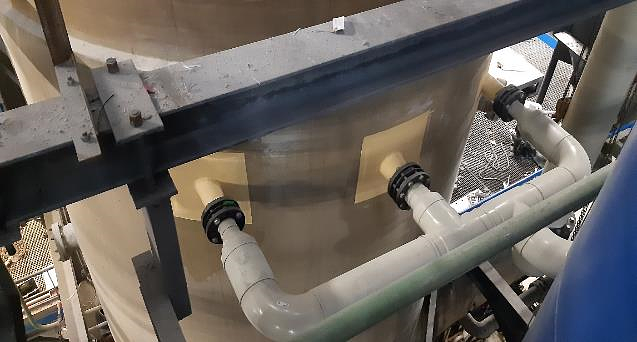 Détail d’un système de laveurs dans une installation de traitement des fumées à Halluin réalisée par LAB