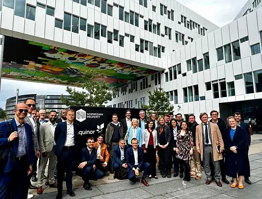 Participants at a carbon capture (CCS) workshop in Norway discussing industrial CO₂ capture solutions